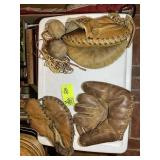 GROUP OF BASEBALL GLOVES, TWO APPEAR TO BE VINTAGE