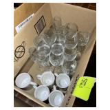 BOX WITH MISC STEMWARE AND COFFEE MUGS