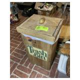 WOODEN TRASH BIN, 12 IN X 13 IN X 24 IN