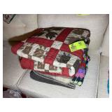 GROUP INCLUDING CROCHET BLANKET AND QUILT