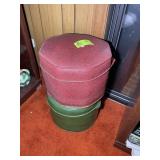 PAIR OF VINTAGE FOOT STOOLS, APPROX 16 IN DIAMETER