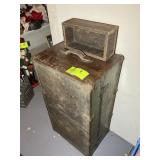 WOODEN TRUNK 30 IN X 16 IN X 12 IN AND WOODEN BOX