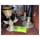 GROUP OF BRASS COLOR CANDLE HOLDERS