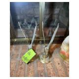 PAIR OF BRASS COLOR BIRD STATUES, APPROX 11 IN TAL