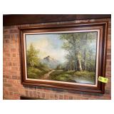 FRAMED AND MATTED OIL ON CANVAS, MOUNTAIN SCENE, 4