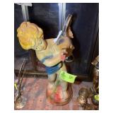 GIRL WITH GOOSE CERAMIC STATUE, WING ON DUCK IS BR