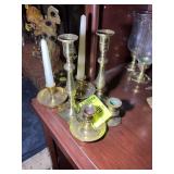 GROUP OF BRASS COLOR CANDLE HOLDERS