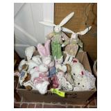 BOX WITH STUFFED ANIMALS, BUNNY THEMED
