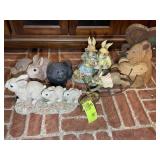 GROUP OF RABBIT THEMED FIGURINES, VARIOUS MATERIAL
