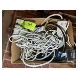 BOX WITH MISC CORDS AND POWER STRIPS