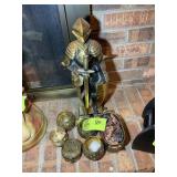 GROUP OF BRASS COLOR BOWL AND TRINKET BOX, SOLDIER