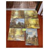 GROUP OF OIL ON CANVAS WALL ART, NO FRAMES, 16 IN