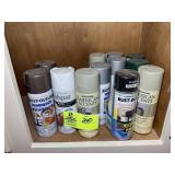 CONTENTS OF CABINET, MISC SPRAY PAINT