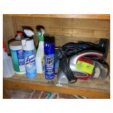 CONTENTS OF BOTTOM OF CHINA CABINET, CLEANING SUPP