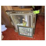 TWO FRAMED PRINTS, FLORAL 15 IN X 19 IN AND FOOD T