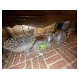 GROUP OF DECORATIVE GLASS WARE, PUNCH BOWL, DECORA