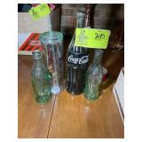 GROUP OF COCA-COLA THEMED ITEMS, GLASS BOTTLES 8 I