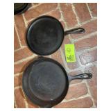 CAST IRON SKILLET AND FRYING PAN, BOTH MARKED NO 8