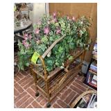 ROLLING CART WITH ARTIFICIAL FLOWERS