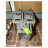 GROUP OF WOOD METAL AND GLASS DECORATIVE LANTERNS,