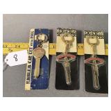 Vintage Blank Thunderbird Emblem Car Keys on Rings