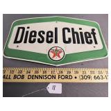 Vintage Texaco Diesel Chief Metal Embossed Sign