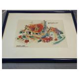 Framed Mickey Mouse's house front yard and garage