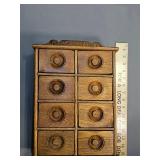 Antique wood eight drawer spice cabinet