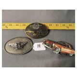 3 Vintage Thunderbird Belt Buckles