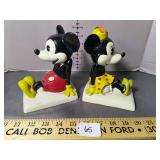 Mickey (been repaired) & Minnie Ceramic Book Ends