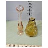 Amber Wheaton and pink depression glass vases
