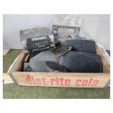 Old Diet Rite Cola crate, and car stereo system