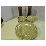Aztec Melmac olive green confetti serving bowl