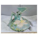 Roseville Pottery flower relief vase chipped