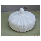 Vintage white milk glass covered Bowl