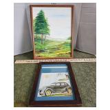 Oil painting and 1935 Ford print
