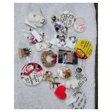 Holiday and more buttons, brooches Etc