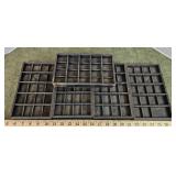 Five vintage wood trays 9 x 5.5