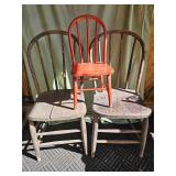 3 antique wood chairs