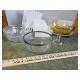 Antique glass bowls and vintage Tupperware