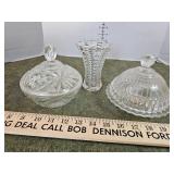 Covered dishes and vase
