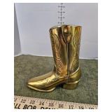 Gold tone cowboy boot 9 inch vase