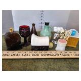Vintage Avon bottles, covered wagon, red bottles +