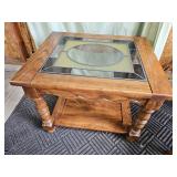 Stained glass top wood end table 27x22x21