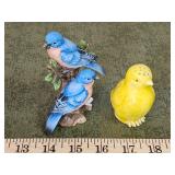 Lefton bird statue and single chick salt