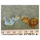 Bird paperweight, Amber bird salt