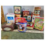 Collection of fun tins, Cracker Jack, Hershey's +