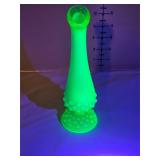 Uranium glass hobnail vase