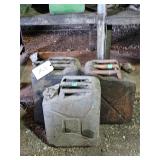 Three 1950s military Jerry cans