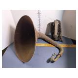 Antique Phonograph Speaker & Wall Rotary Phone